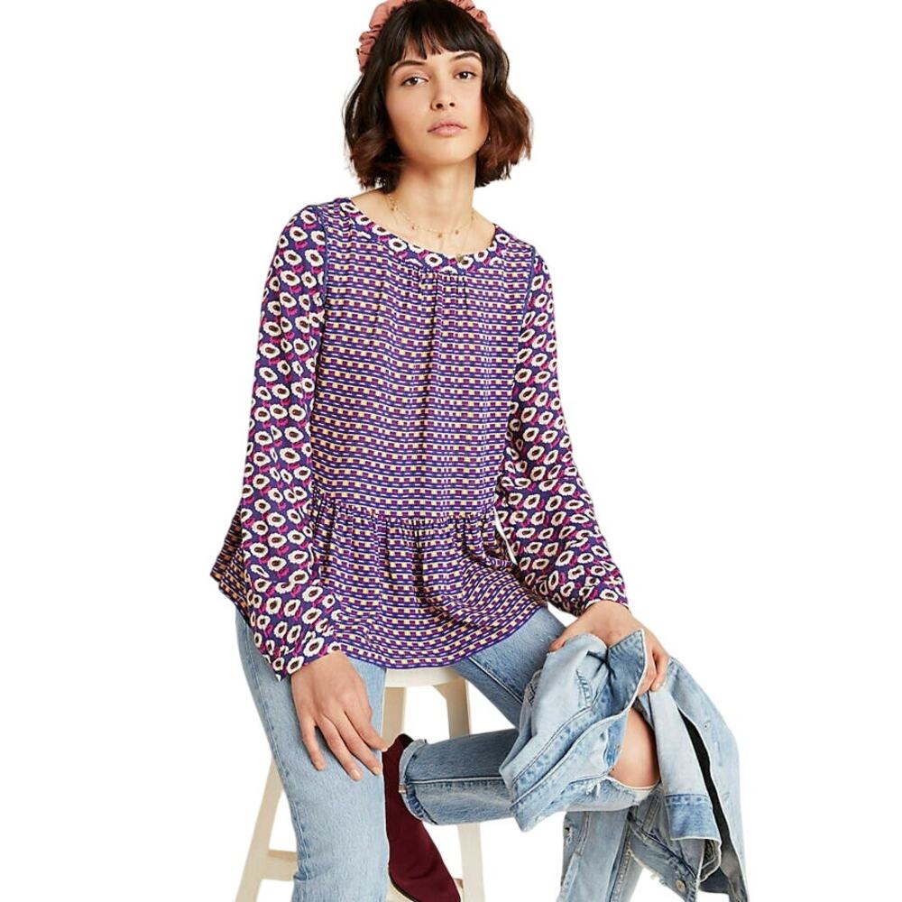 Anthropologie Maeve Cheyenne Peplum Blouse Medium